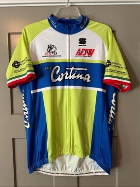 Sportful - Cicli Cortina Short Sleeve Cycling Jersey - Lime & Royal Blue